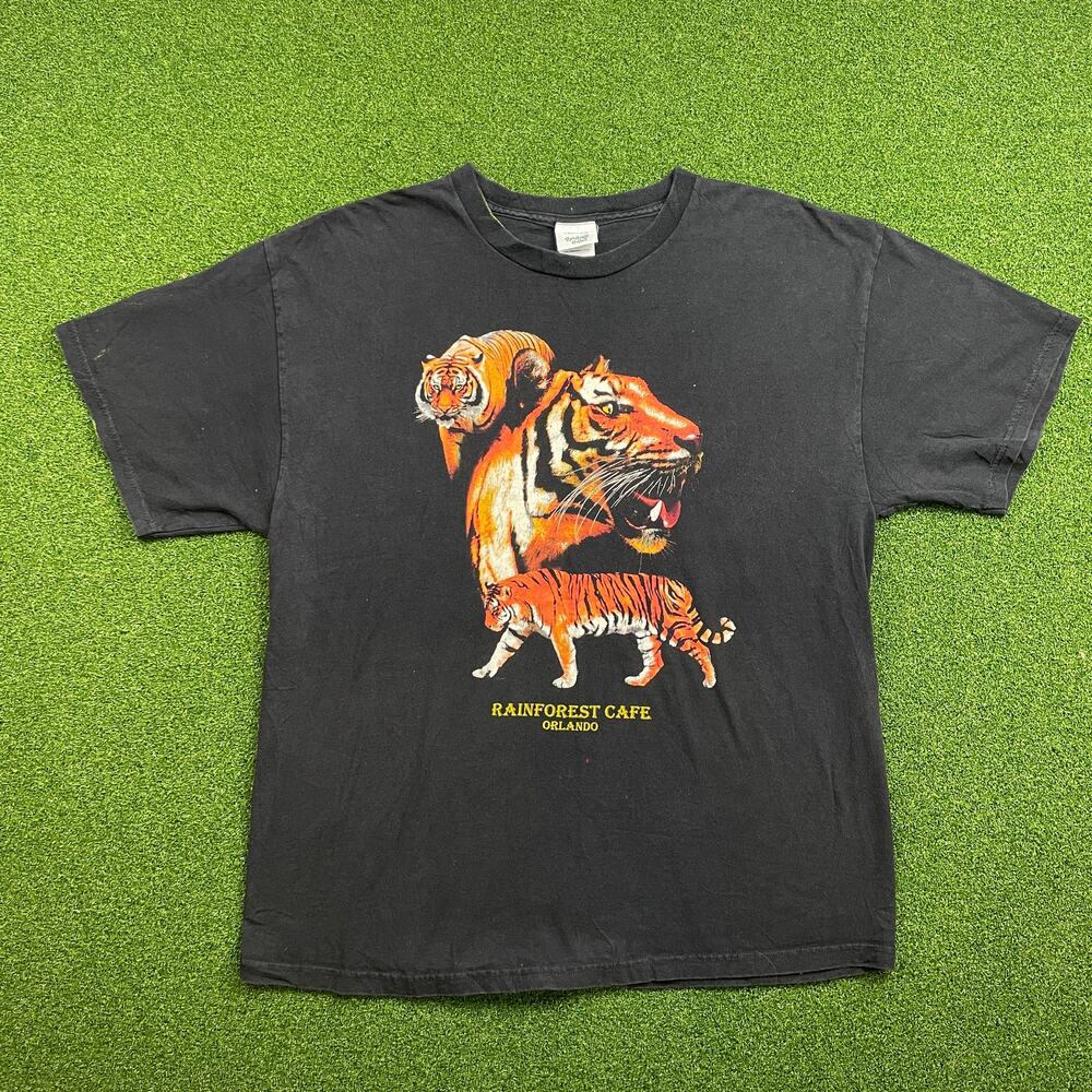 Vintage Rainforest Cafe Orlando Black Bengal Tiger Graphic Souvenir T-Shirt XL